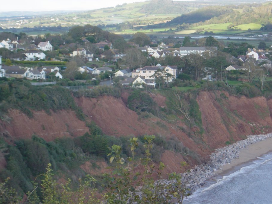 View of Road collapsed just outside Seaton en route to Beer
